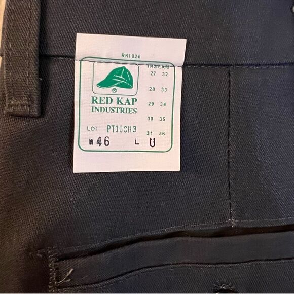 NWT Red Kap PTI0 Men's Red-E-Prest Work Pants Navy UNHEMMED size 46x36 - Picture 6 of 9